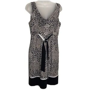 BCBGMAXAZRIA Sleeveless Sheath Dress Cheetah Print V-Neck‎ Belted